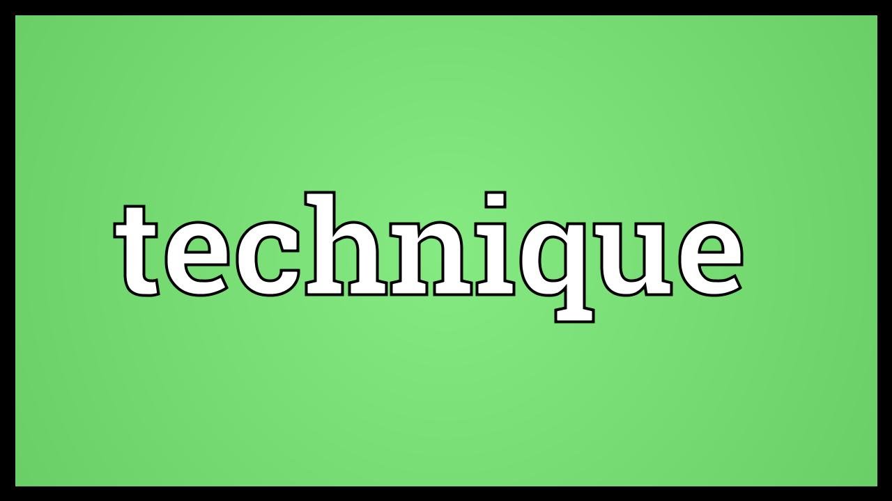 White technique word in a green background with black border
