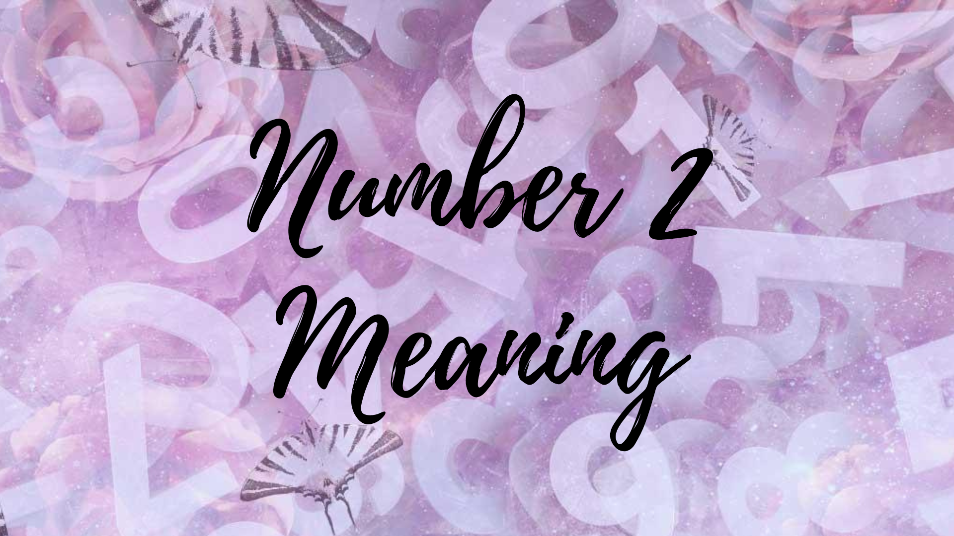 Moths and different numbers in pink background with words Number 2 Meaning