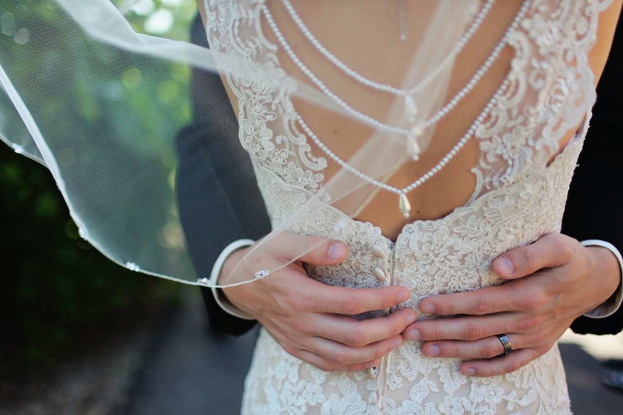 Bride and Groom Hugging