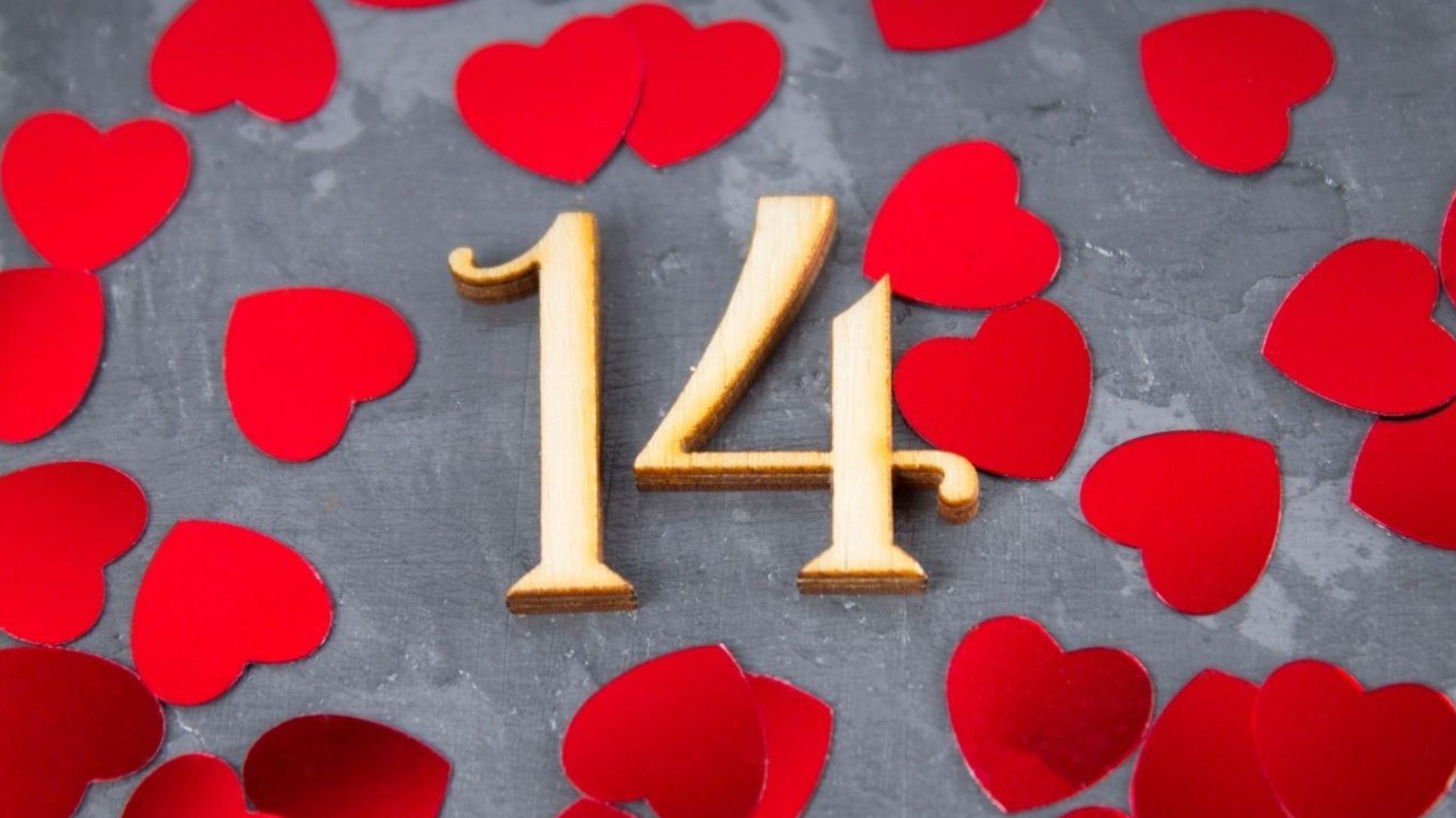 Number 14 Between Red Heart
